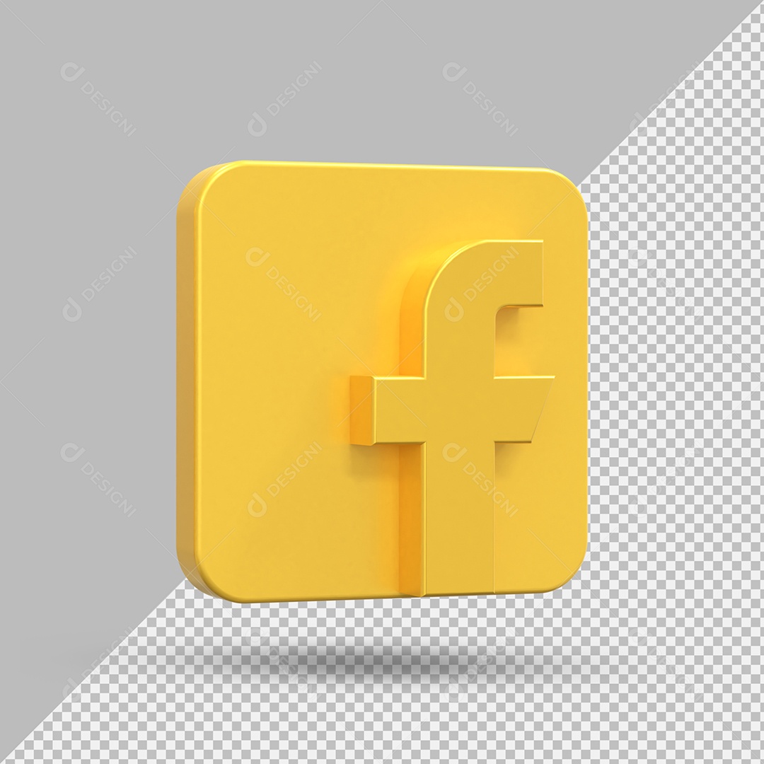 Facebook Elemento 3D Dourado Para Composição PSD