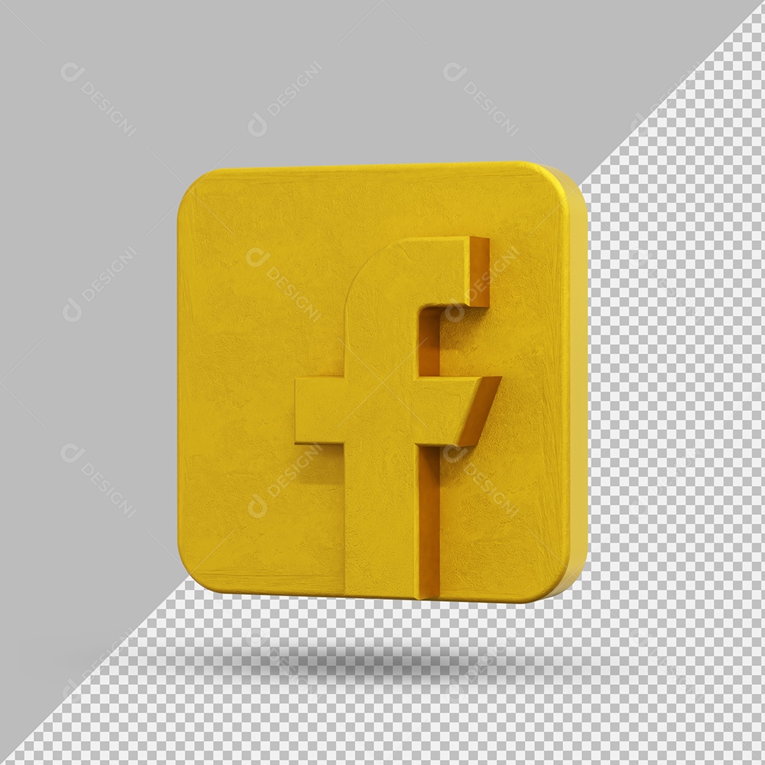 Facebook Elemento 3D Dourado Para Composição PSD