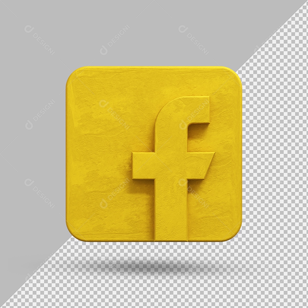 Facebook Elemento 3D Dourado Para Composição PSD