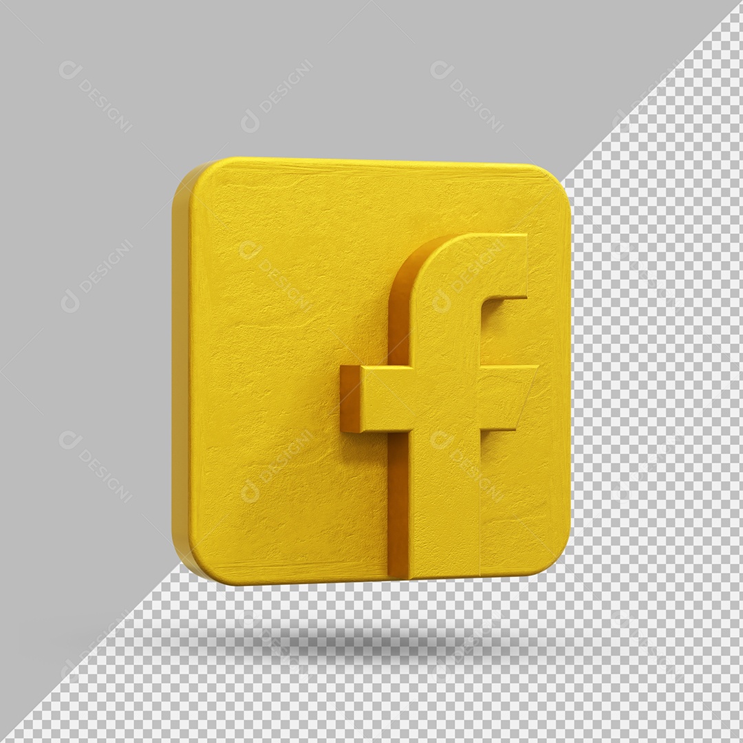 Facebook Elemento 3D Dourado Para Composição PSD