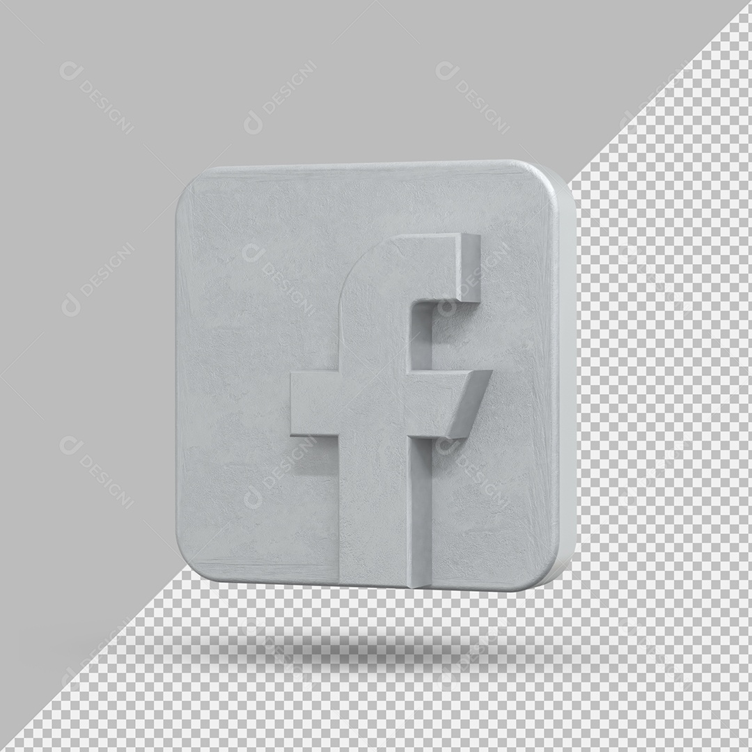 Facebook Elemento 3D Cinza Para Composição PSD