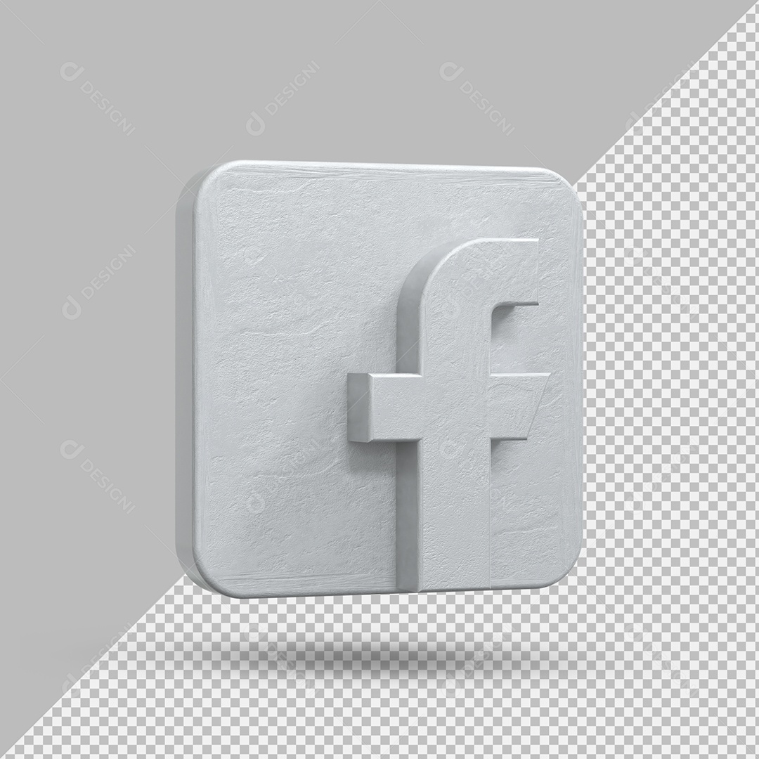Facebook Elemento 3D Cinza Para Composição PSD