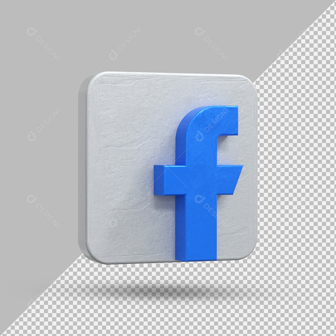 Facebook Elemento 3D Azul e Cinza Para Composição PSD
