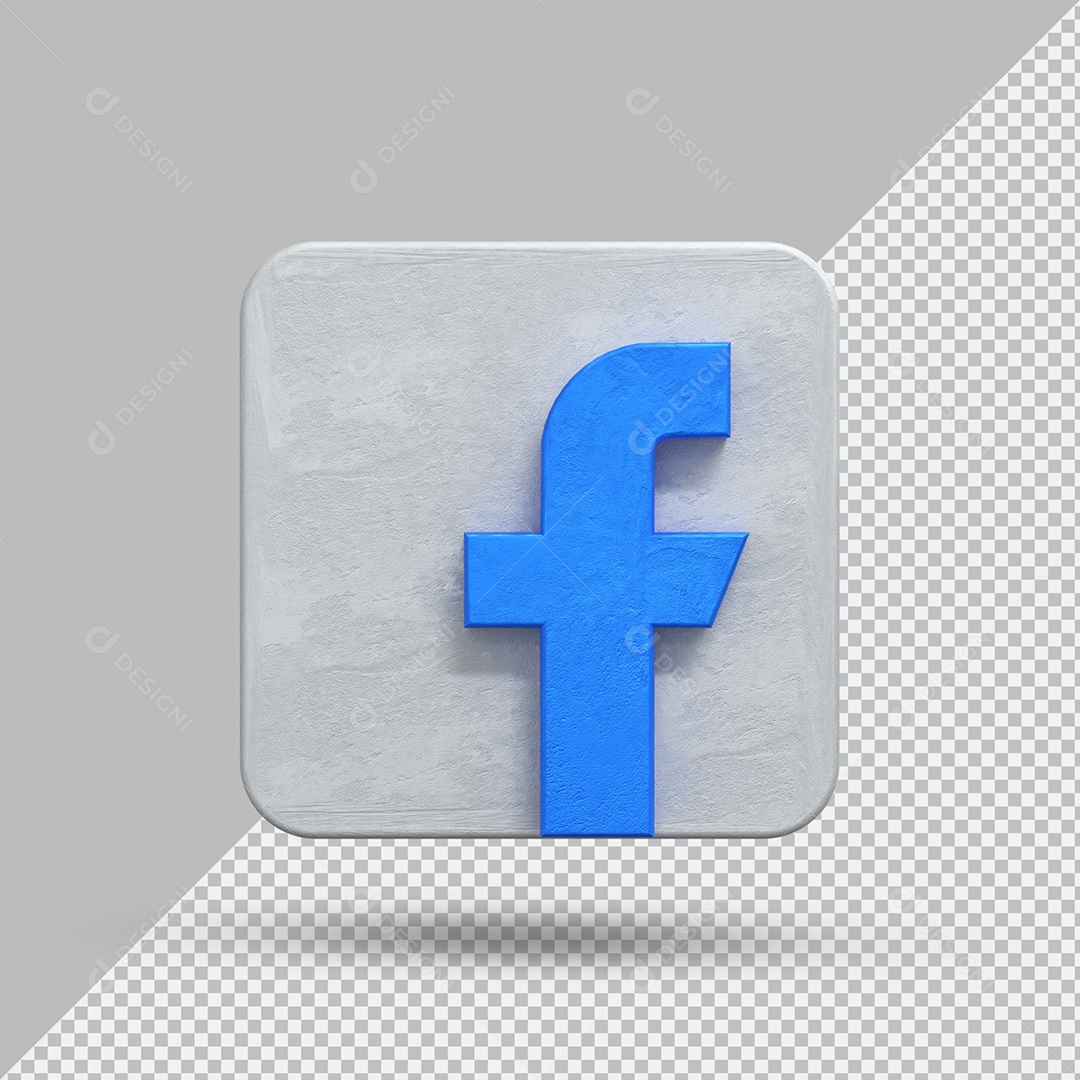 Facebook Elemento 3D Azul e Cinza Para Composição PSD