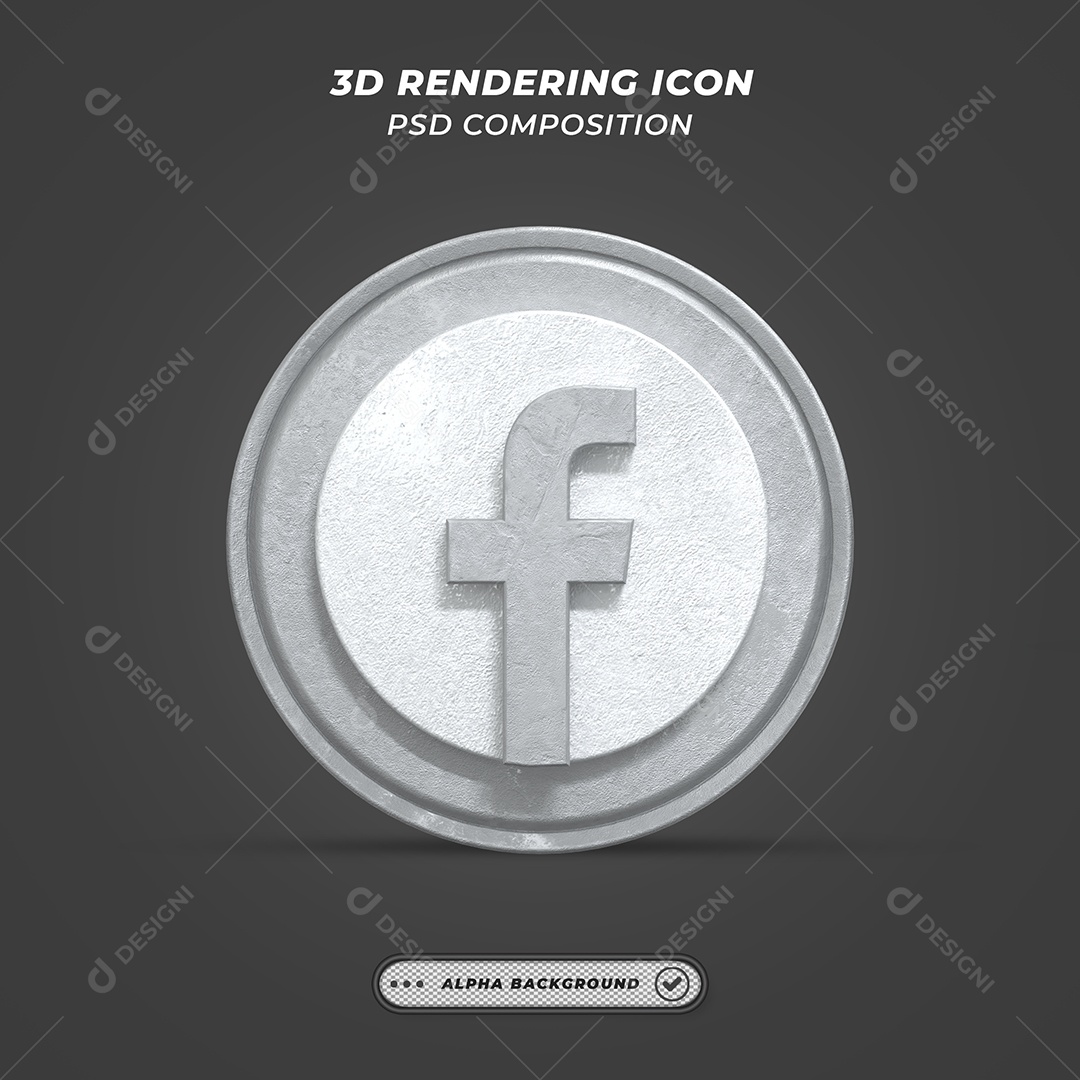 Facebook Ícone 3D Cinza Para Composição PSD