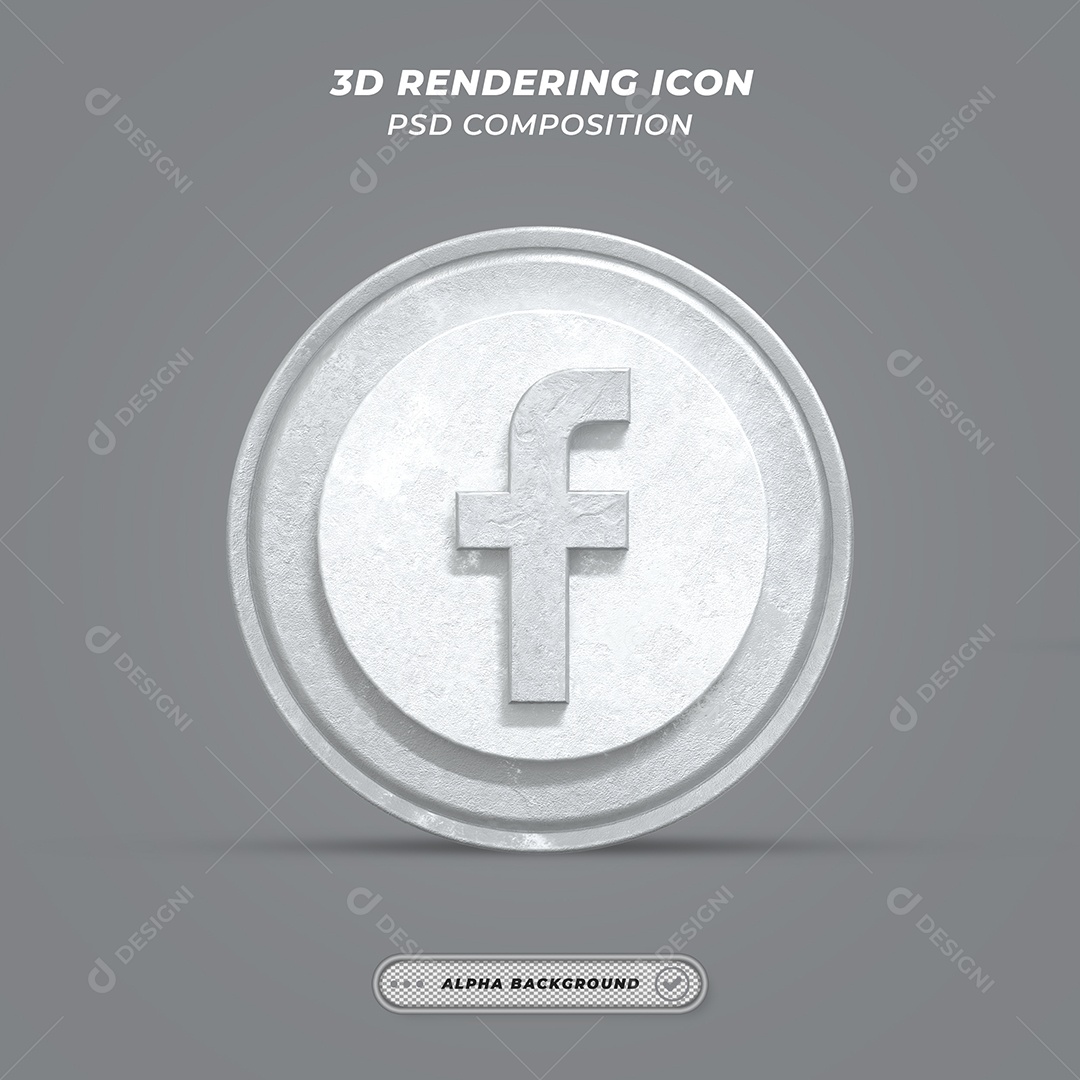 Facebook Ícone 3D Cinza Para Composição PSD