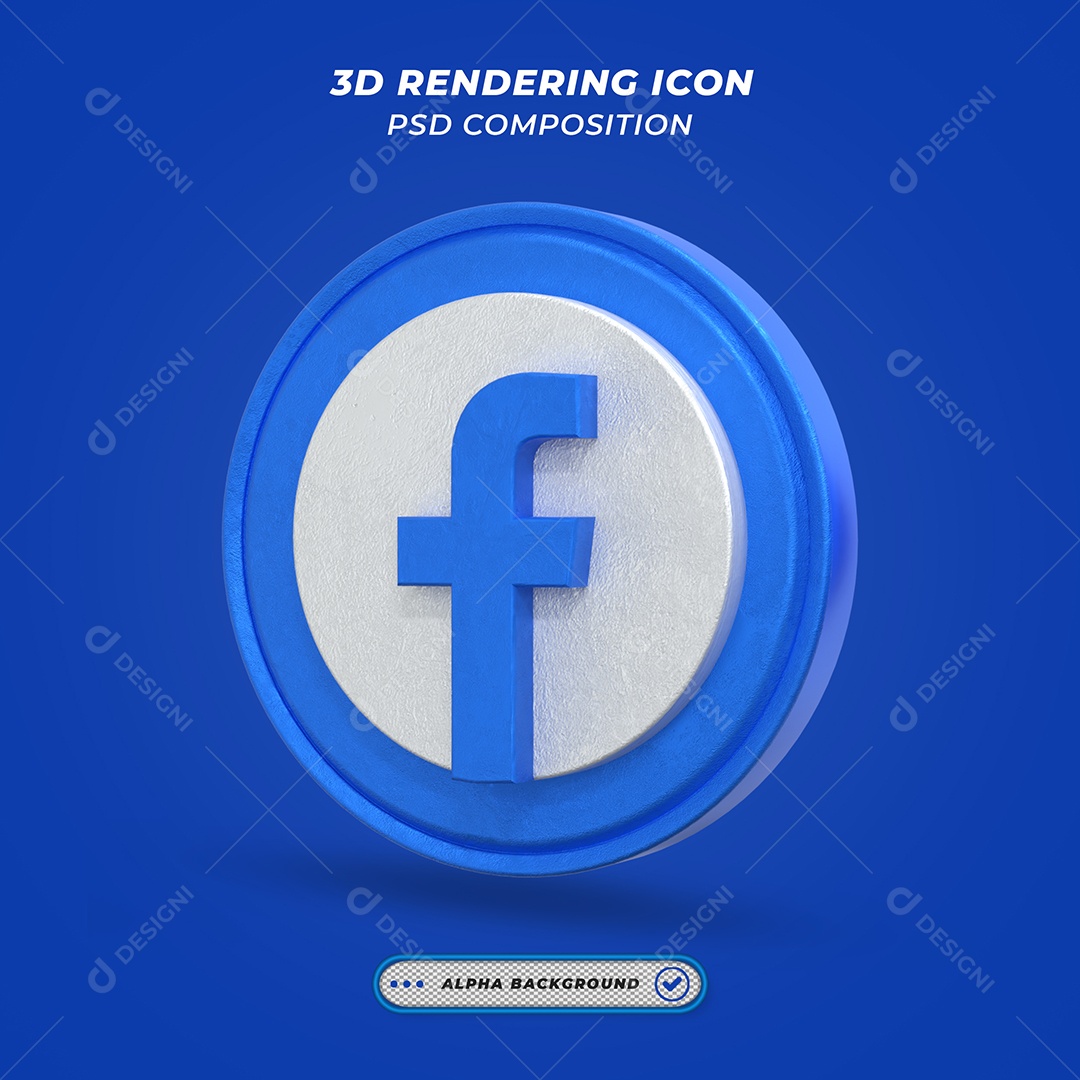 Facebook Ícone 3D Azul Para Composição PSD
