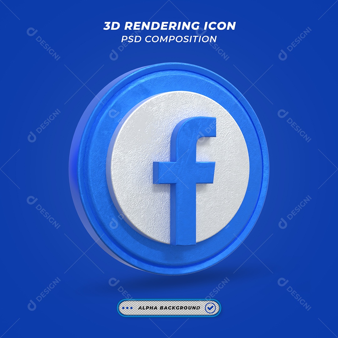 Facebook Ícone 3D Azul Para Composição PSD