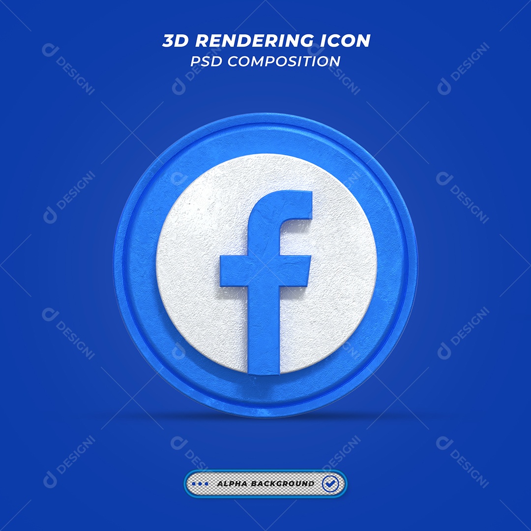 Facebook Ícone 3D Azul Para Composição PSD