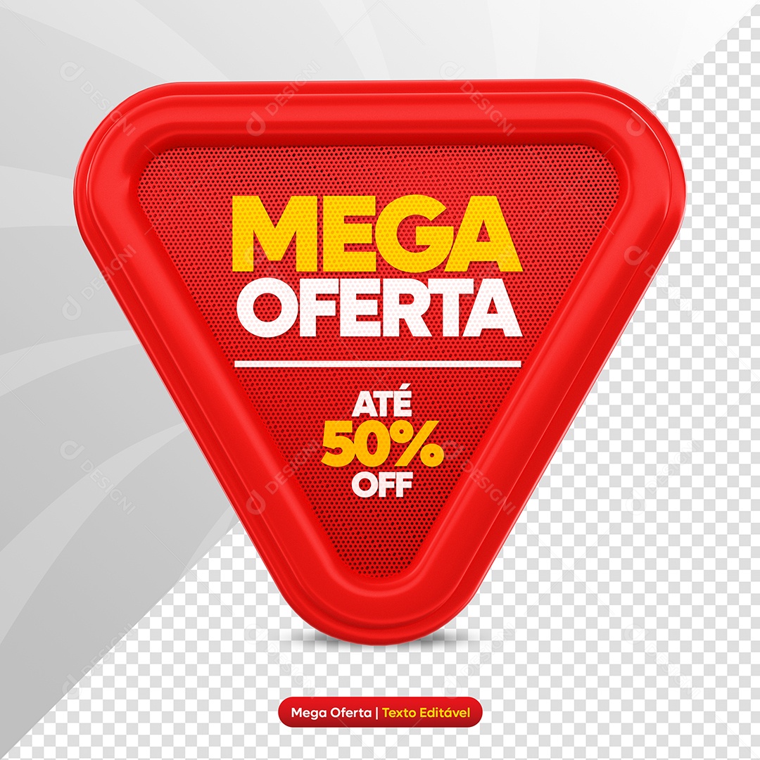 Mega Oferta Até 50% Off Elemento 3D Vermelho para Composição PSD