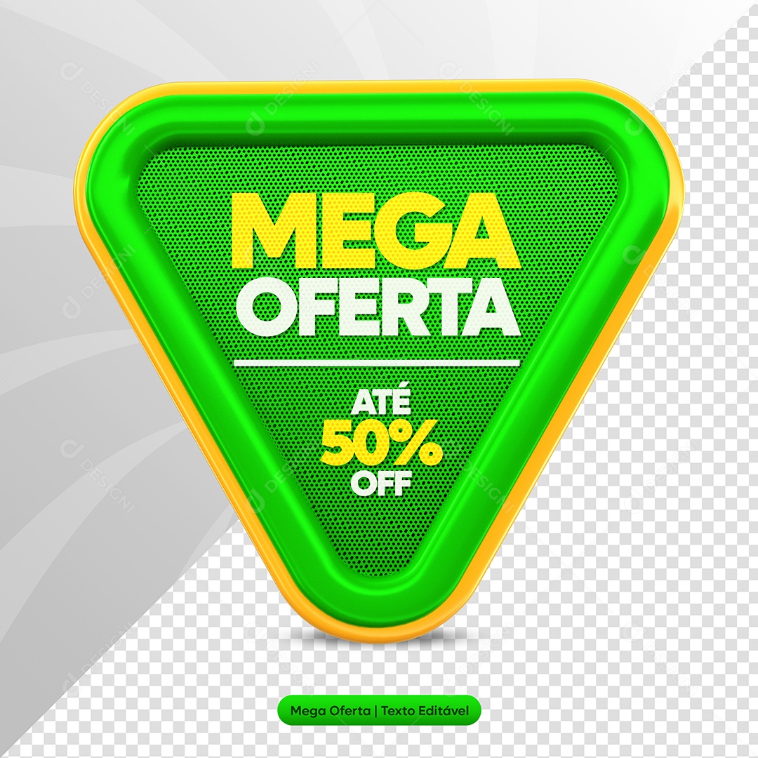 Mega Oferta Até 50% Off Elemento 3D Verde para Composição PSD