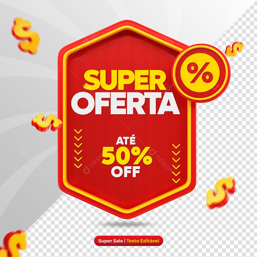 Super Oferta Até 50% Off Elemento 3D para Composição PSD
