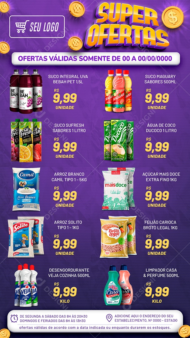 Encarte Super Ofertas Supermercado Social Media PSD Editável