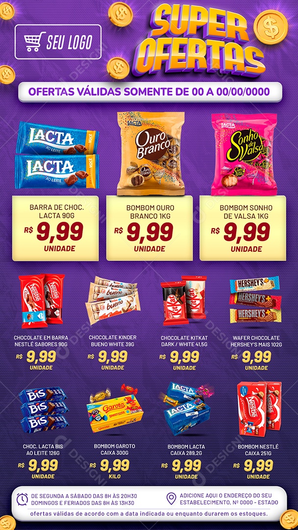 Encarte Super Ofertas Supermercado Social Media PSD Editável