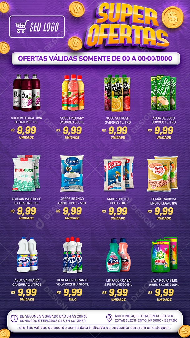 Encarte Super Ofertas Supermercado Social Media PSD Editável