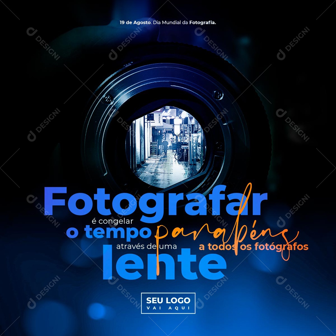 Fotografar é Congelar o Tempo Através De Uma Lente Social Media PSD Editável