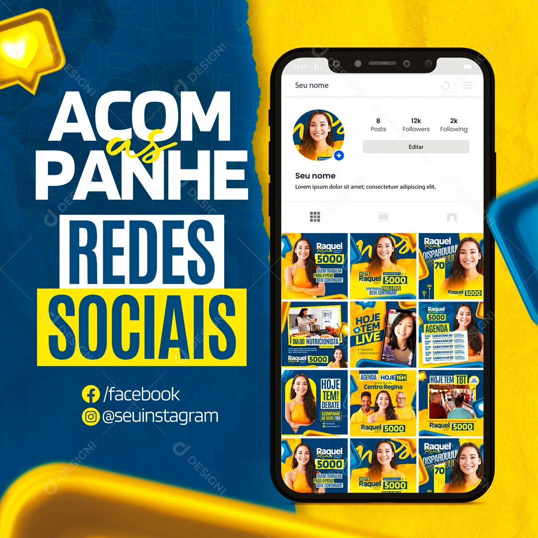 Acompanhe Pela Rede Sociais Deputado Federal Social Media PSD Editável