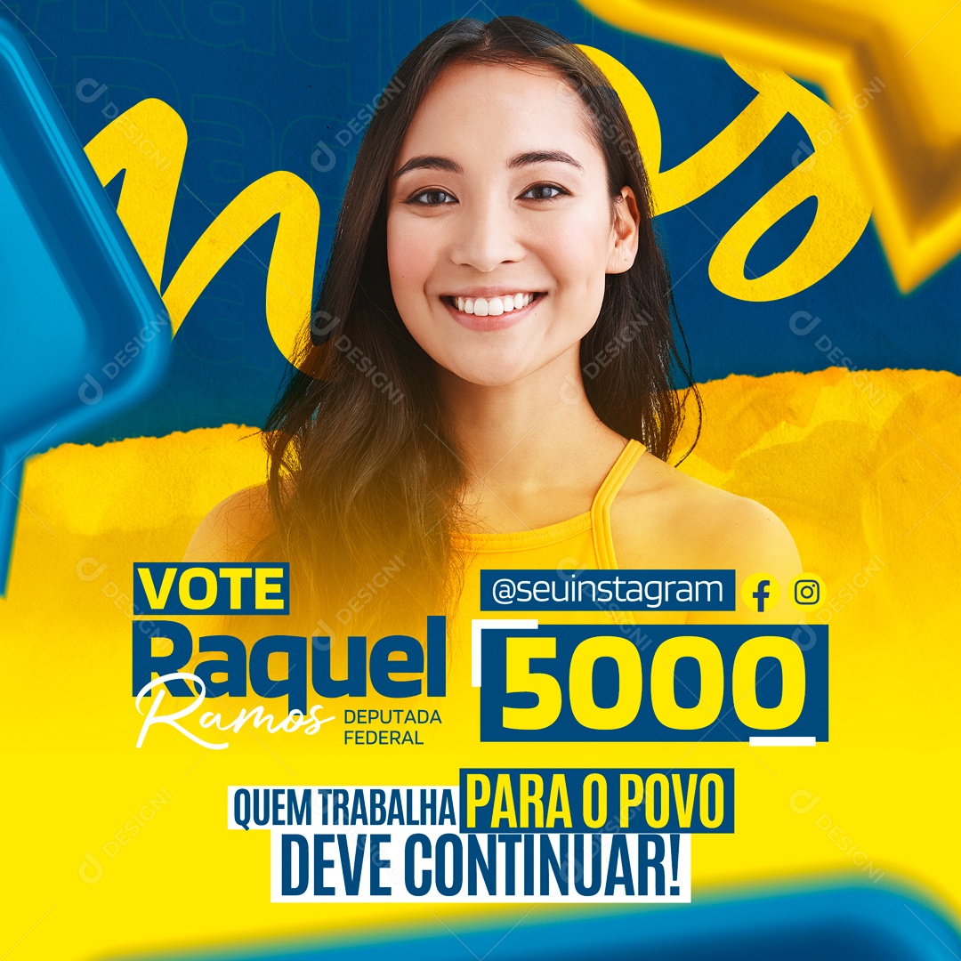 Quem Trabalha Para O Povo Deputado Federal Social Media PSD Editável