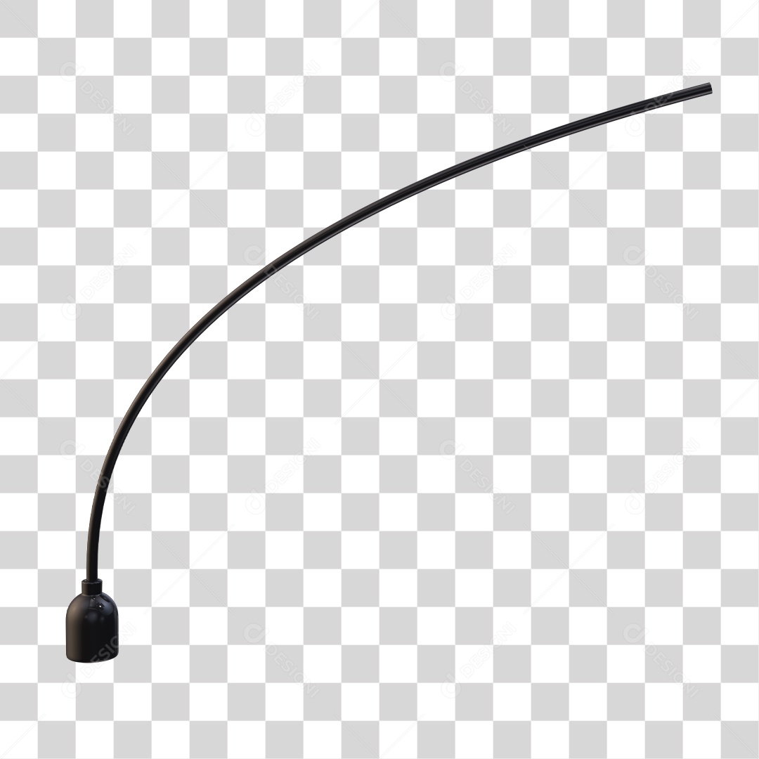 Cabo de Fio Preto Curvado Elemento 3D Para Composição PNG