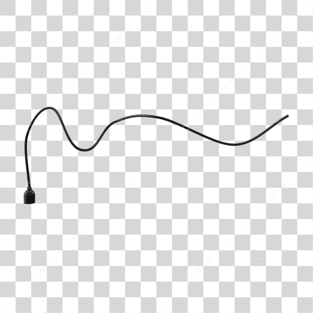 Cabo de Fio Preto Com Curvas Elemento 3D Para Composição PNG