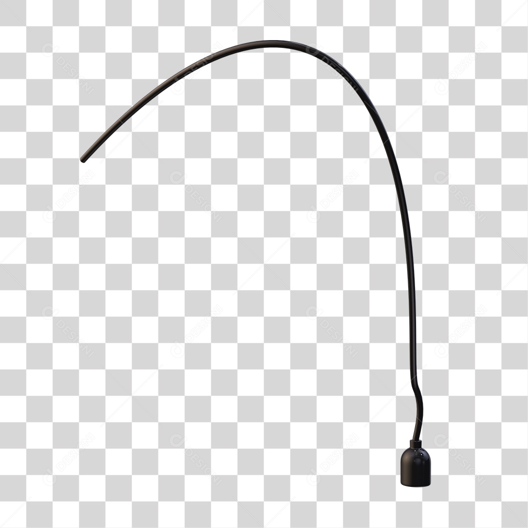 Cabo de Fio Preto Com Curva Elemento 3D Para Composição PNG