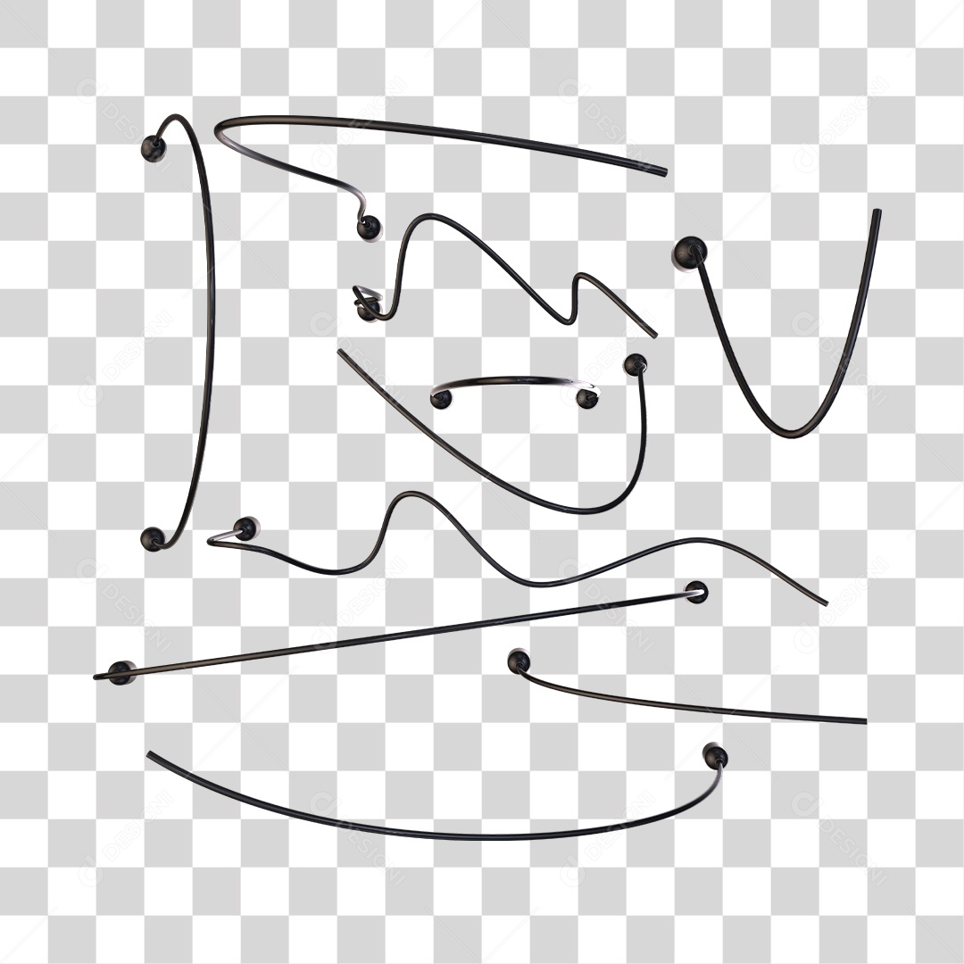 Fios e Cabos Curvados Elementos 3D PNG Transparente