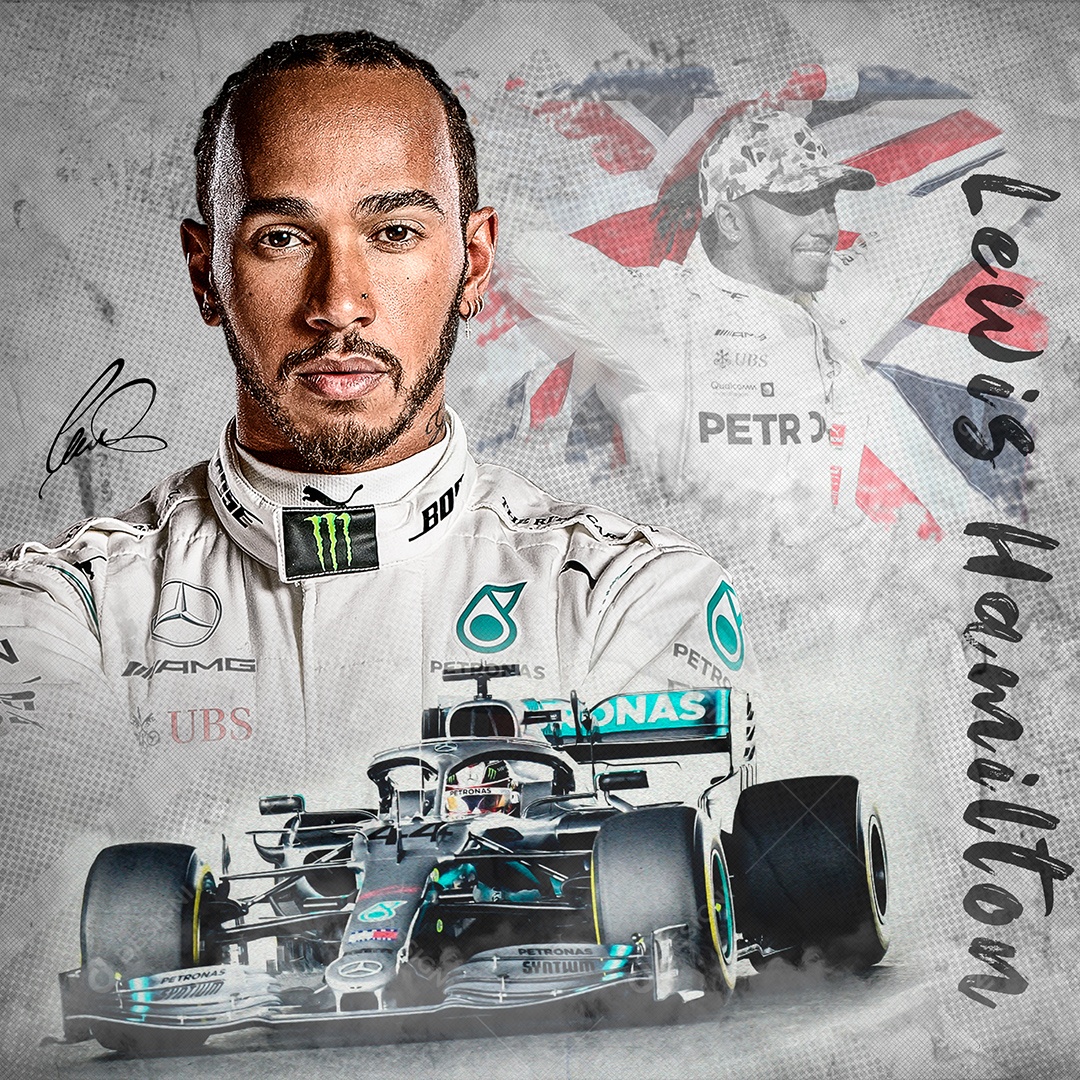 Lewis Hamilton Corredor de Formula 1 Esportes Social Media PSD Editável