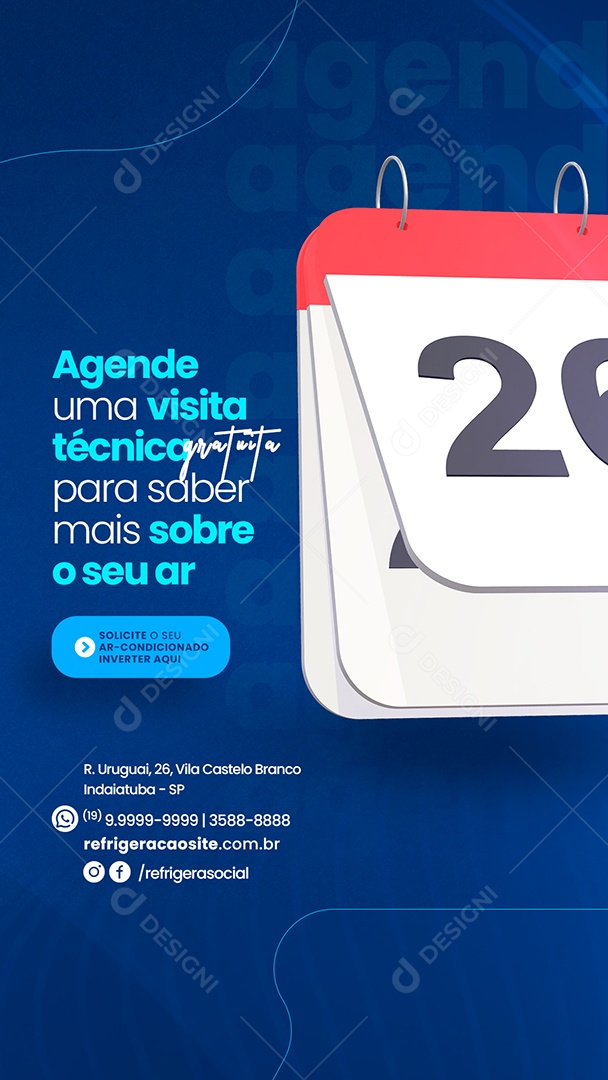 Story Agende uma visita Técnica gratuita Ar Condicionado Social Media PSD Editável