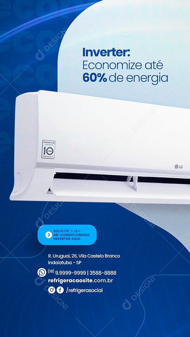 Story Inverter Economize até 60% de energia Ar Condicionado Social Media PSD Editável