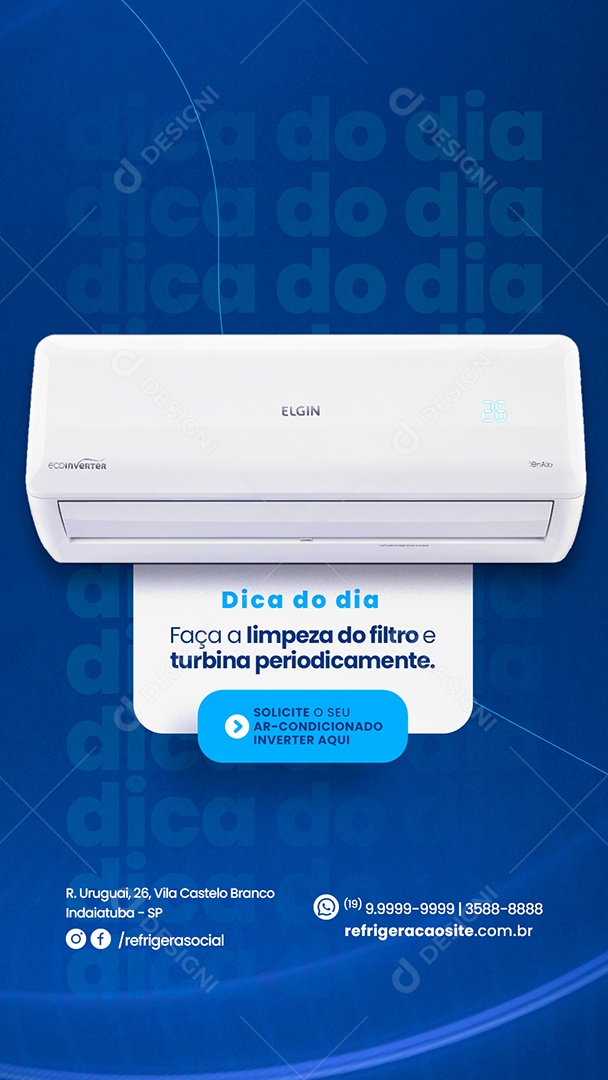 Story Dica do dia faça a limpeza do filtro e turbina Ar Condicionado Social Media PSD Editável