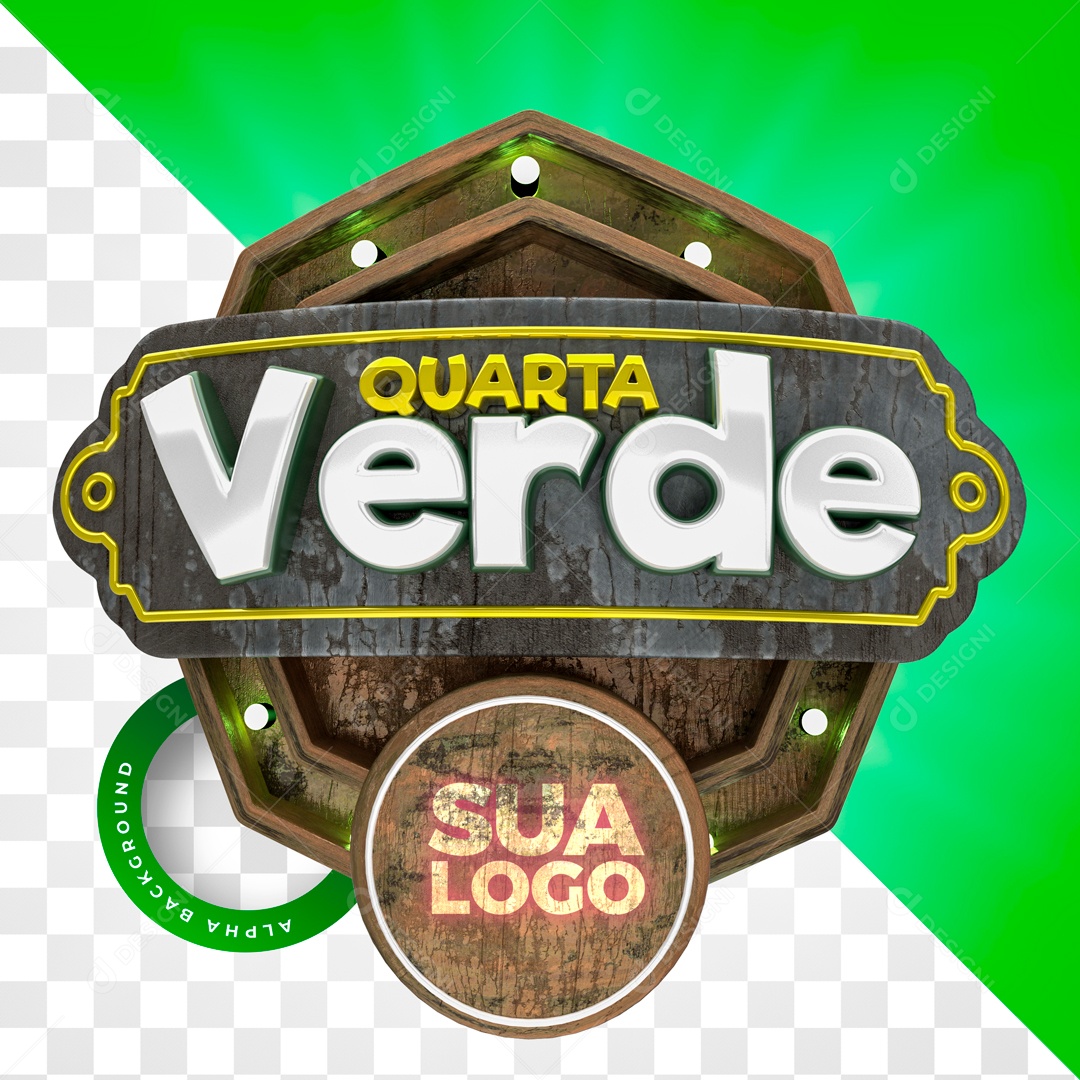 Selo 3D Para Composição Quarta Verde PSD