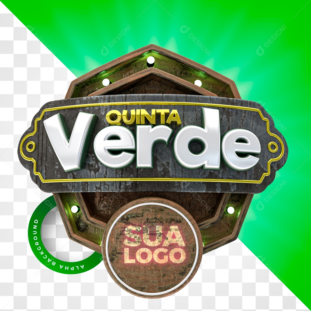 Selo 3D Para Composição Quinta Verde PSD