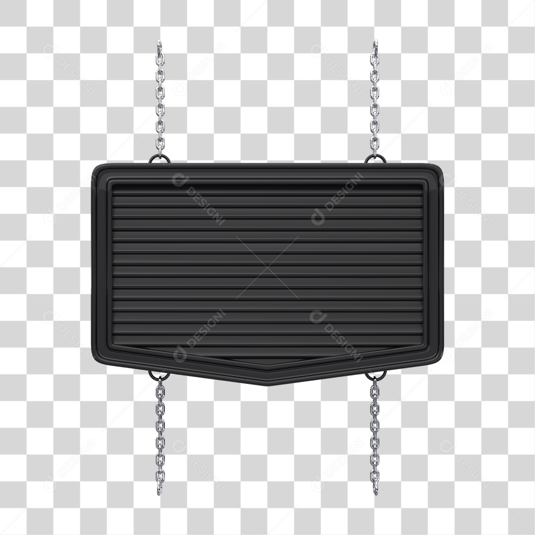 Placa de Ferro Preta Com Corrente Cromadas Elemento 3D PNG Transparente