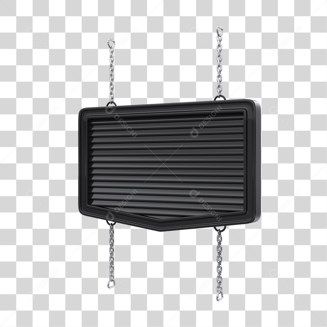 Placa de Ferro Preta Com Corrente Cromadas Elemento 3D PNG Transparente