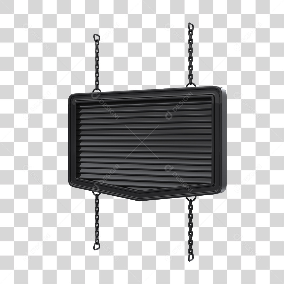 Placa de Ferro Preta Com Corrente  Elemento 3D PNG Transparente