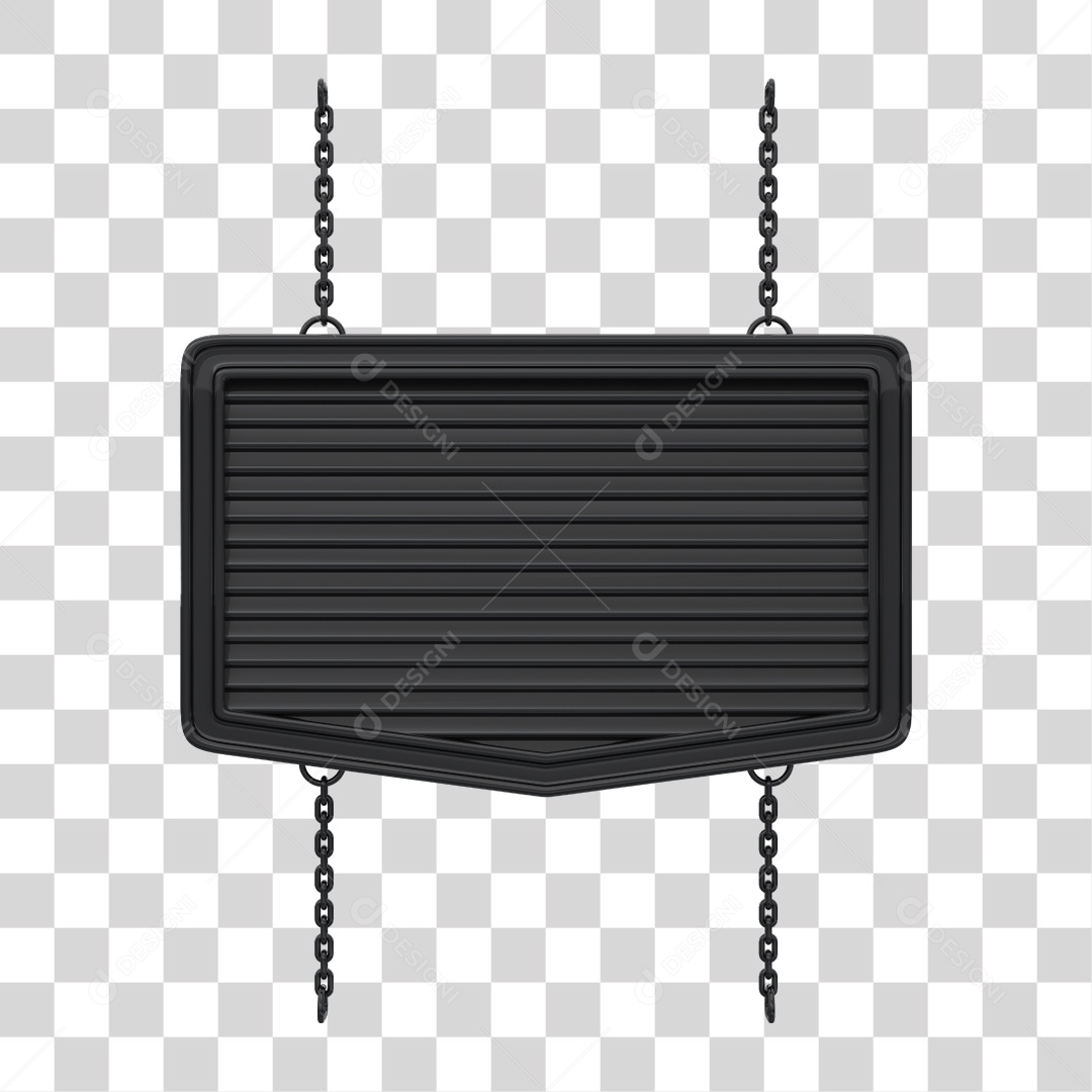 Placa de Ferro Preta Com Corrente Elemento 3D PNG Transparente