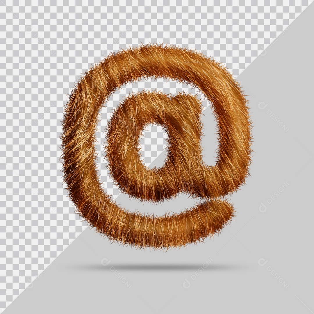 Ponto De Arroba @ Texturizada Pelo Marrom Ilustração 3D PSD