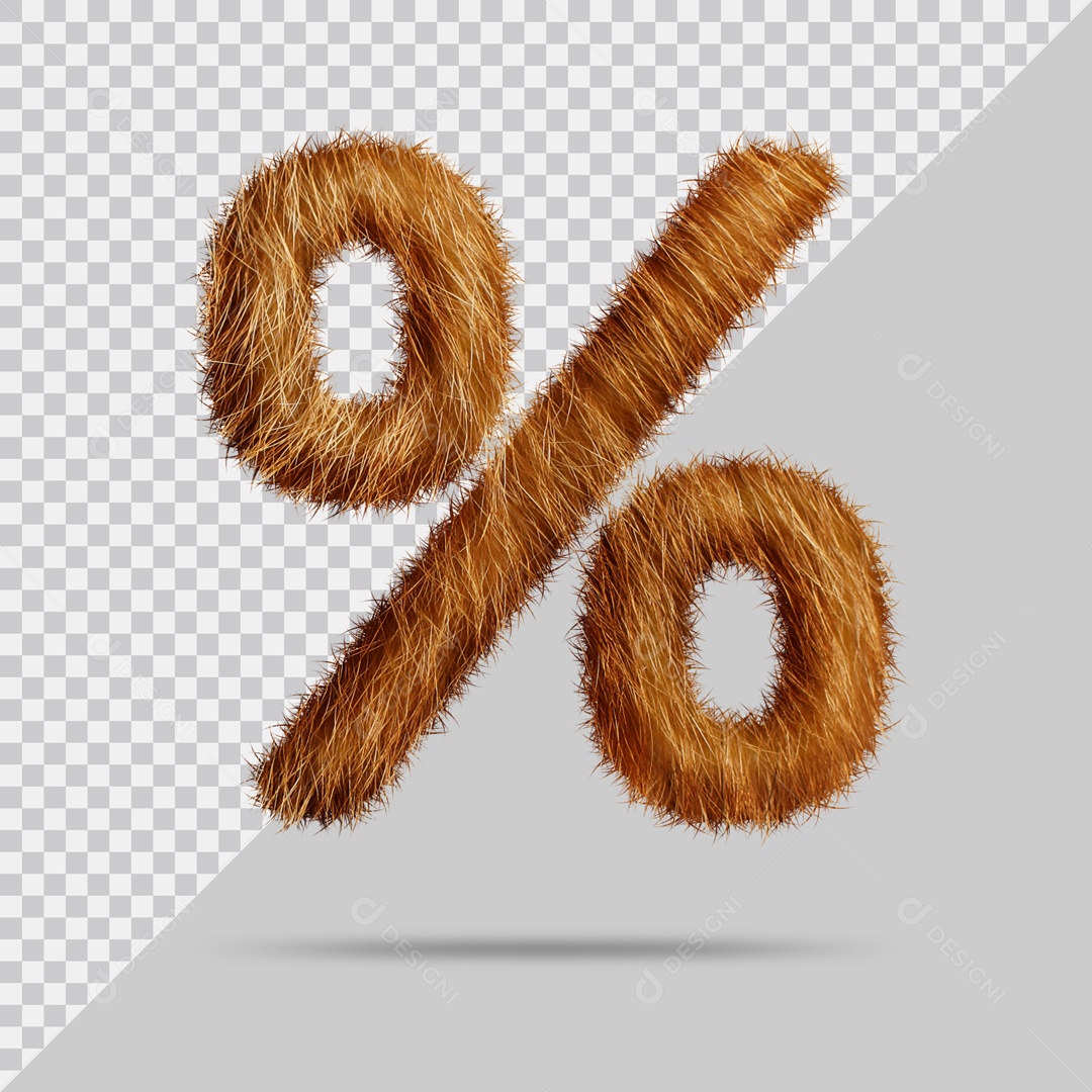 Ícone % Texturizada Pelo Marrom Ilustração 3D PSD