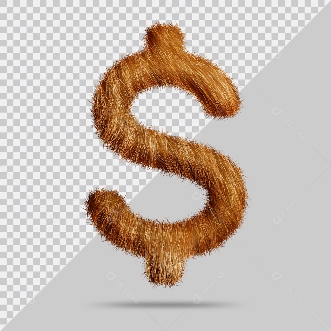 Ícone $ Texturizada Pelo Marrom Ilustração 3D PSD