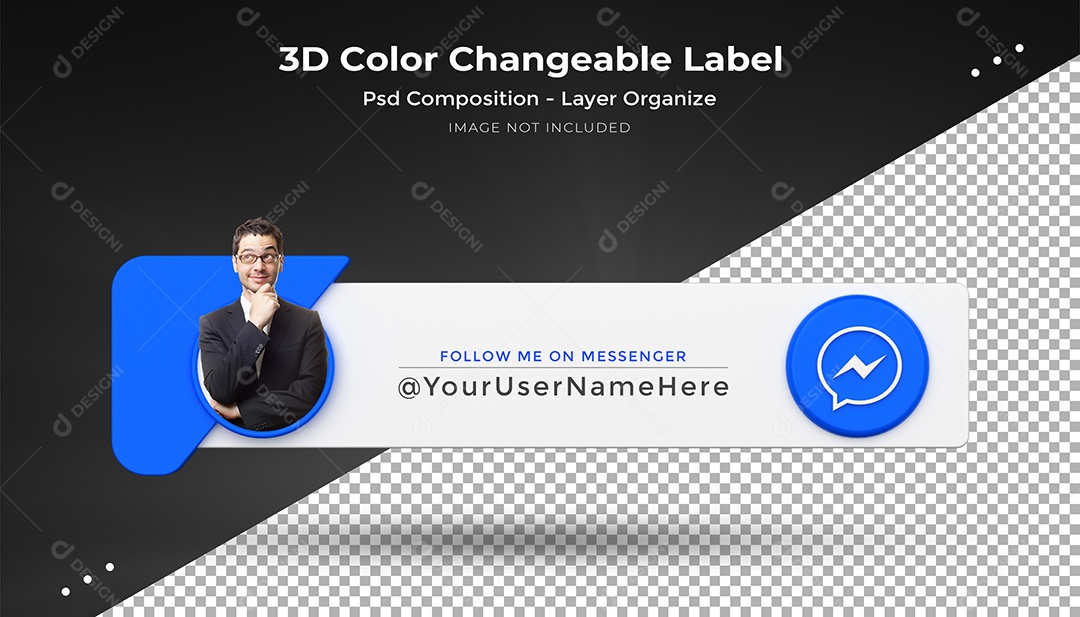 Messenger Profile Tag 3D Element for Compositing PSD