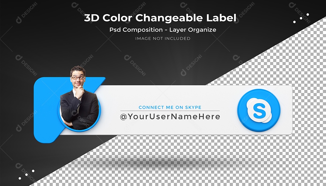 Perfil do Skype Tag Elemento 3D para Composição PSD