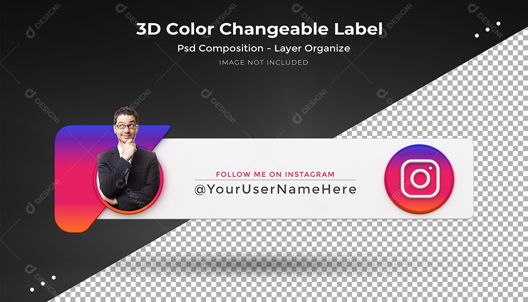 Perfil do Pinterest Tag Elemento 3D para Composição PSD