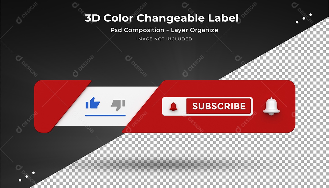 Perfil do Youtube Tag Se inscrever no canal Curtida Elemento 3D para Composição PSD