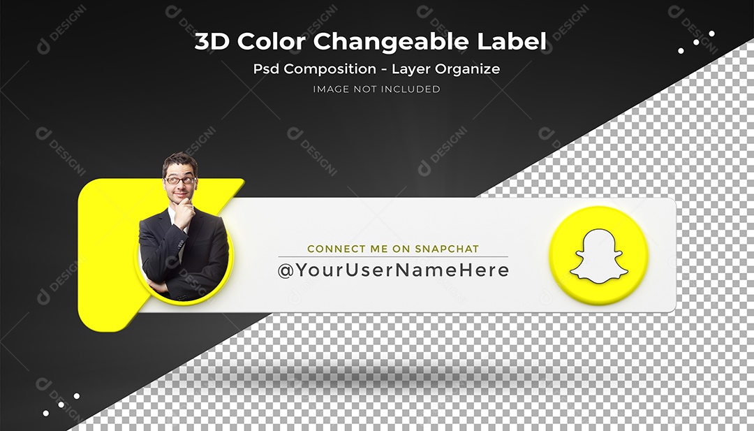 Perfil do Snapchat Tag Elemento 3D para Composição PSD
