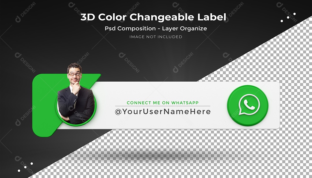 Tag de Perfil do WhatsApp  Elemento 3D para Composição PSD