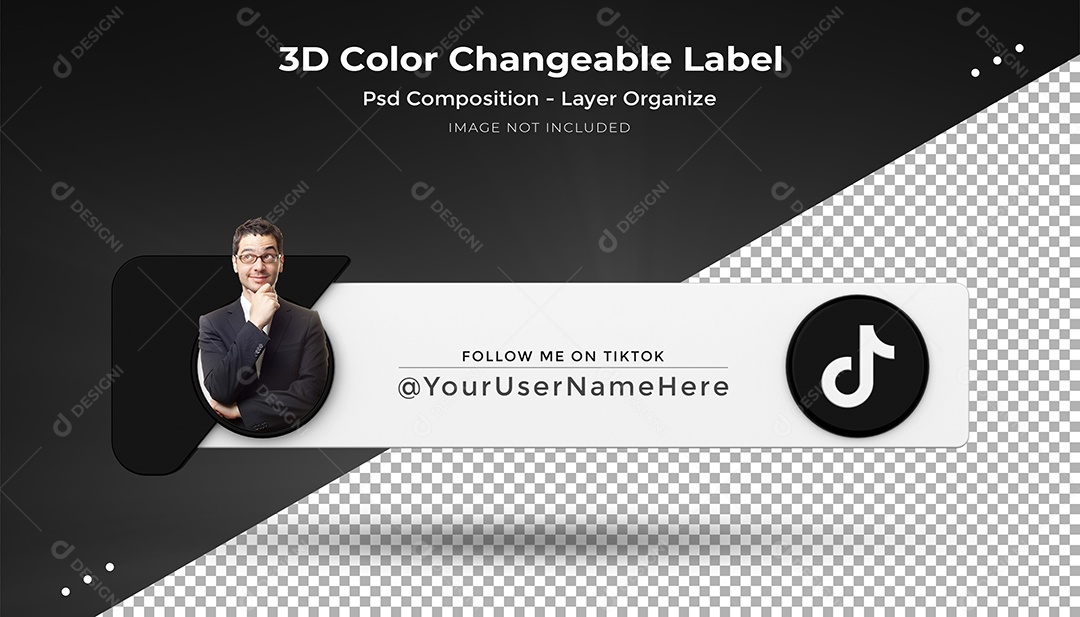 Tag de Perfil do Tiktok Elemento 3D para Composição PSD