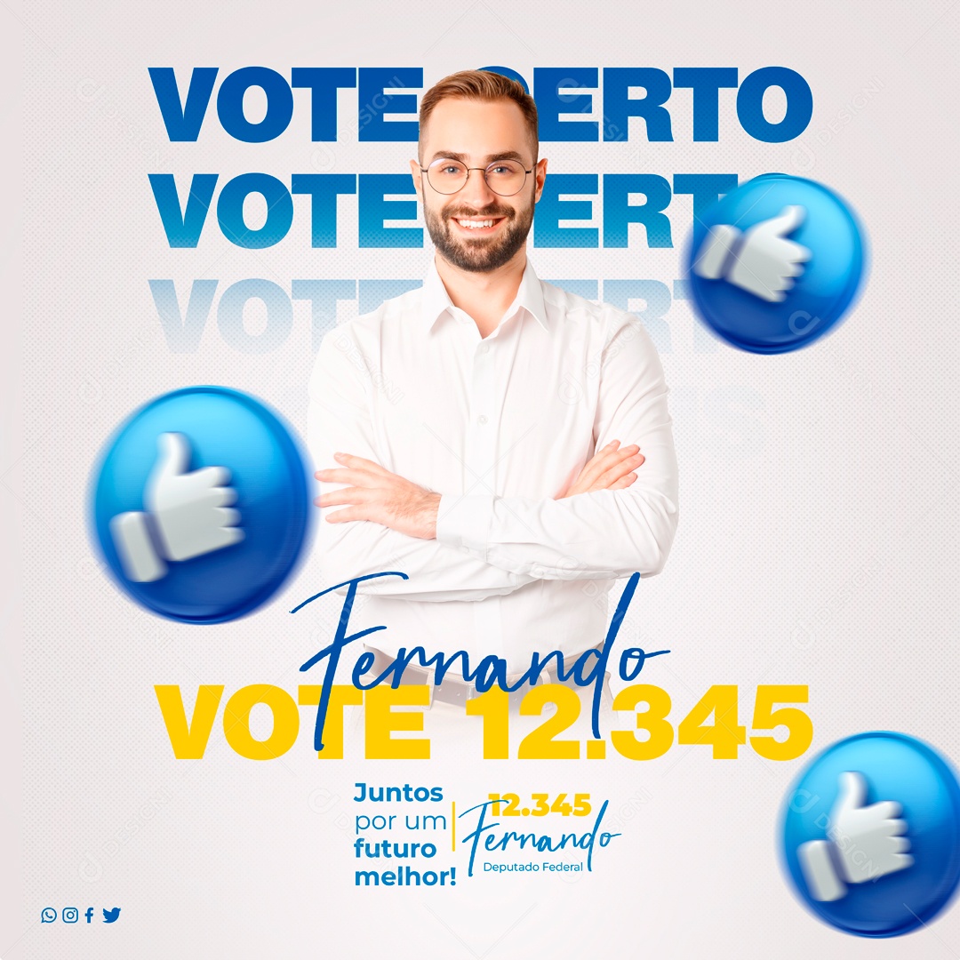 Vote Certo Para um Futuro Melhor Social Media PSD Editável