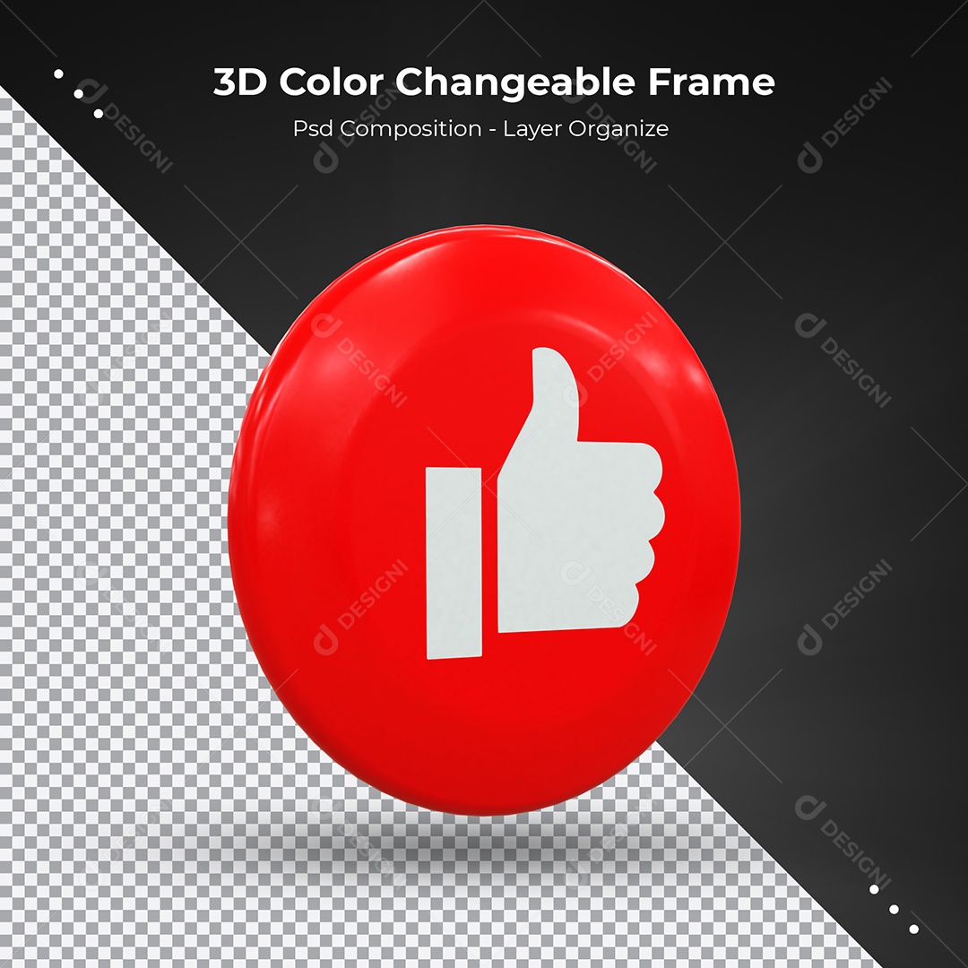 Like 3D Vermelho Elemento Para Composição PSD