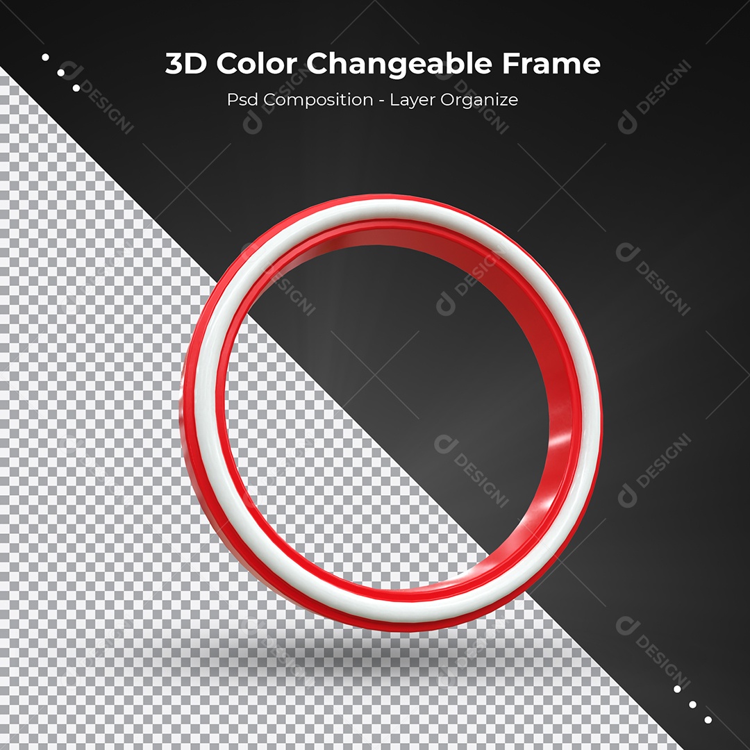 Quadro Redondo 3D Colorido para transmissão ao vivo Elemento para Composição PSD