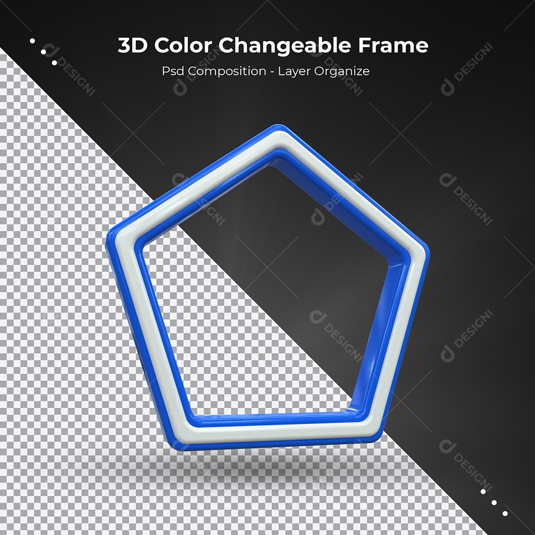 Quadro 3D Azul para transmissão ao vivo Elemento para Composição PSD